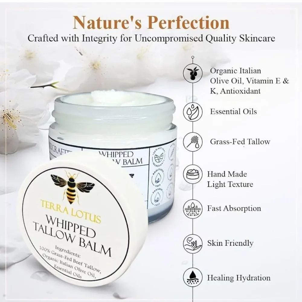 Organic Terra Lotus Whipped Tallow Balm Unscented 2oz